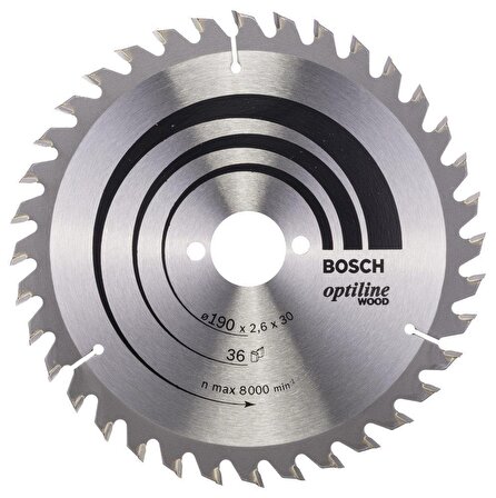 Bosch Optiline Ahşap 190x30 mm 36 Diş Daire Testere Bıçağı 2608640616